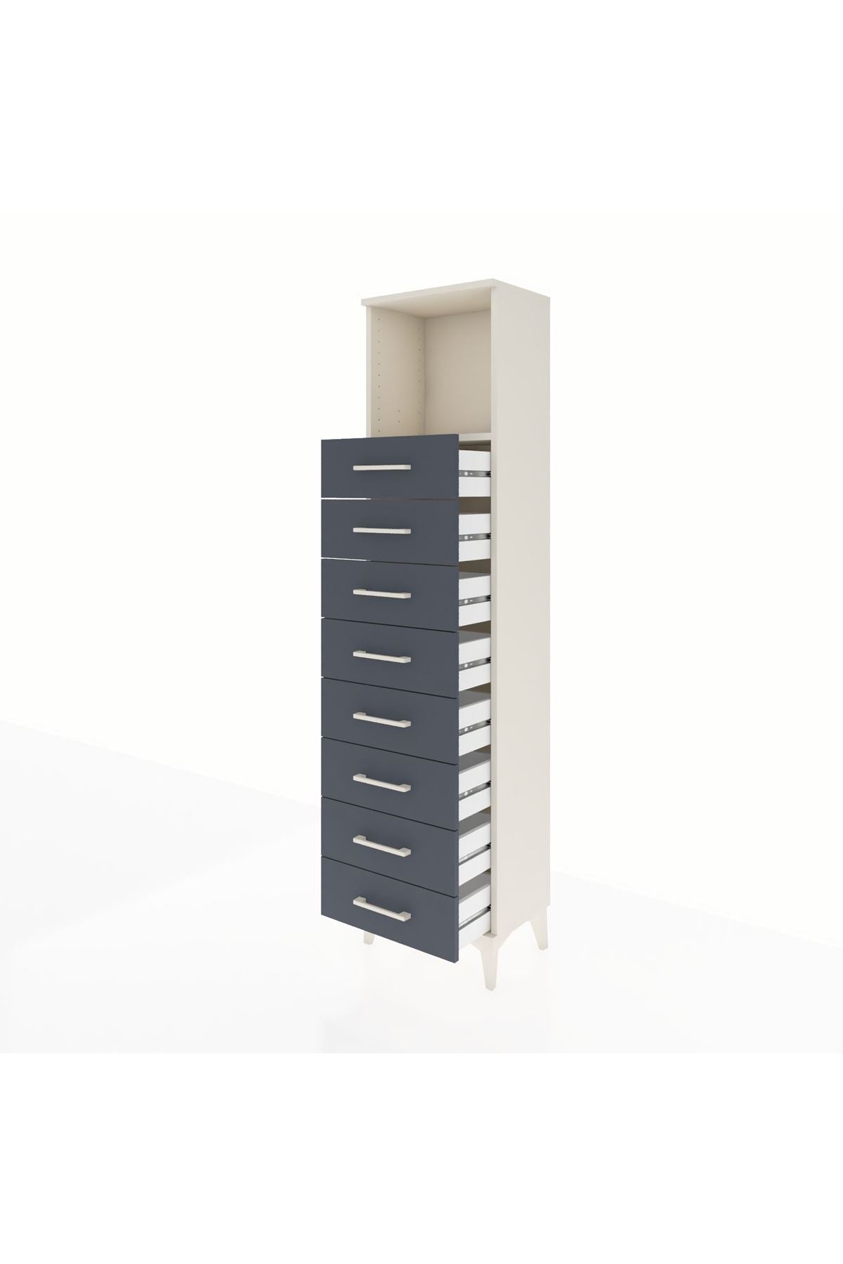 Arges Dolap Tek Raflı 8 Çekmeceli 44x30x182 - S22M032V2A