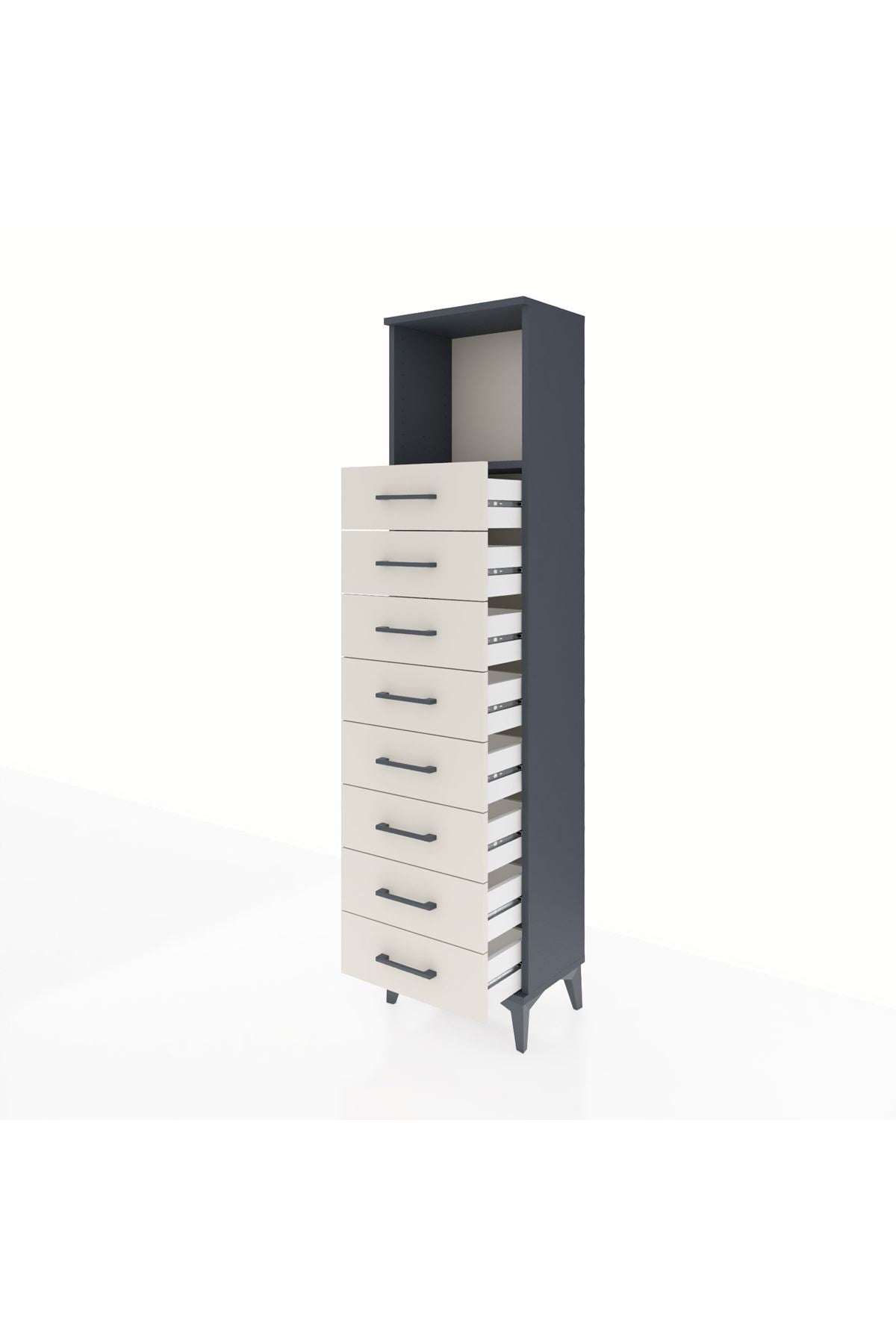 Arges Dolap Tek Raflı 8 Çekmeceli 44x30x182 - S22M032V4A