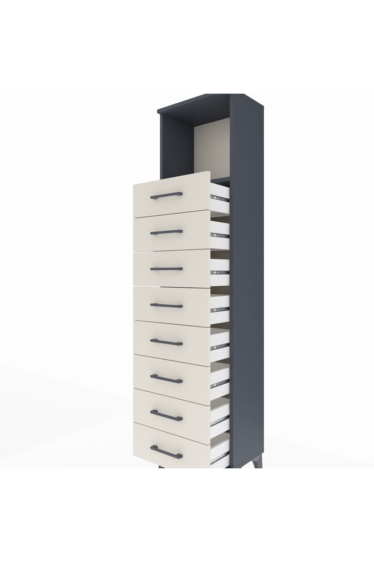 Arges Dolap Tek Raflı 8 Çekmeceli 44x30x182 - S22M032V4A