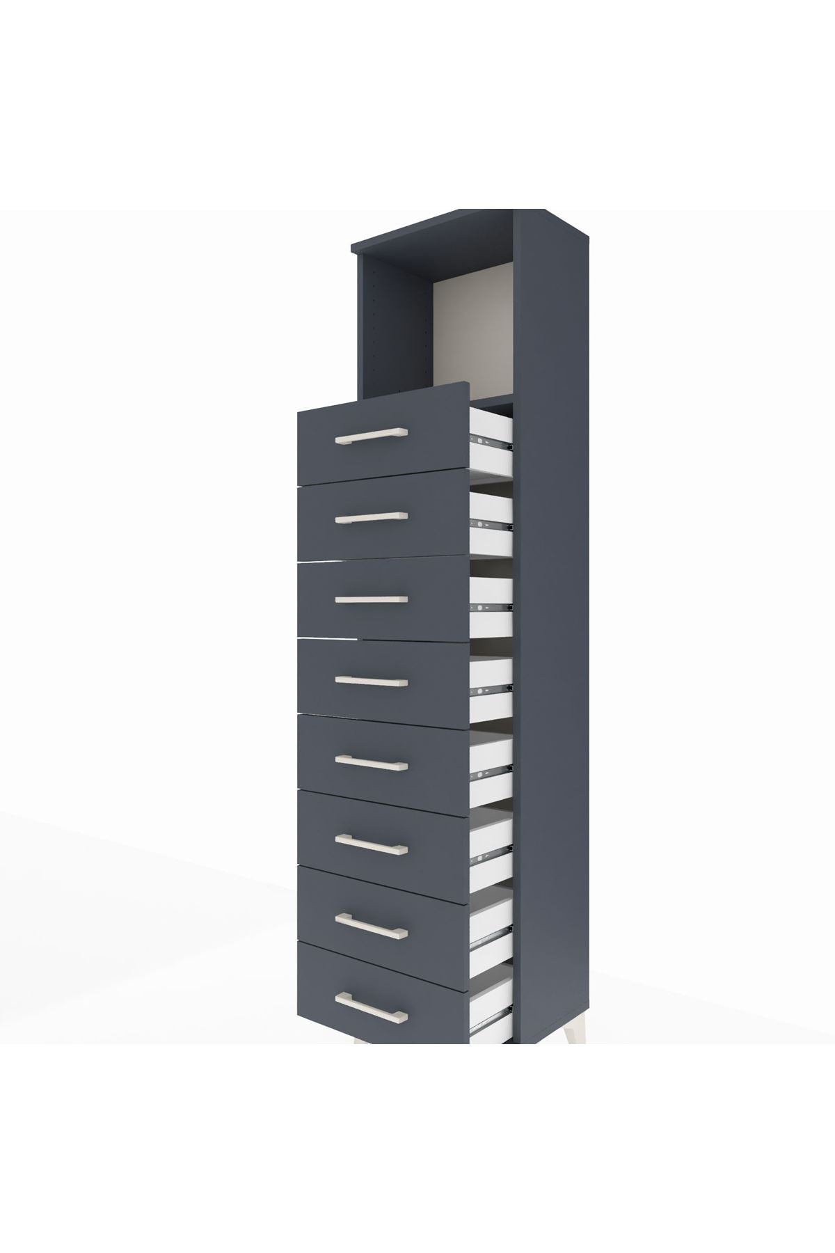Arges Dolap Tek Raflı 8 Çekmeceli 44x30x182 - S22M032V5A