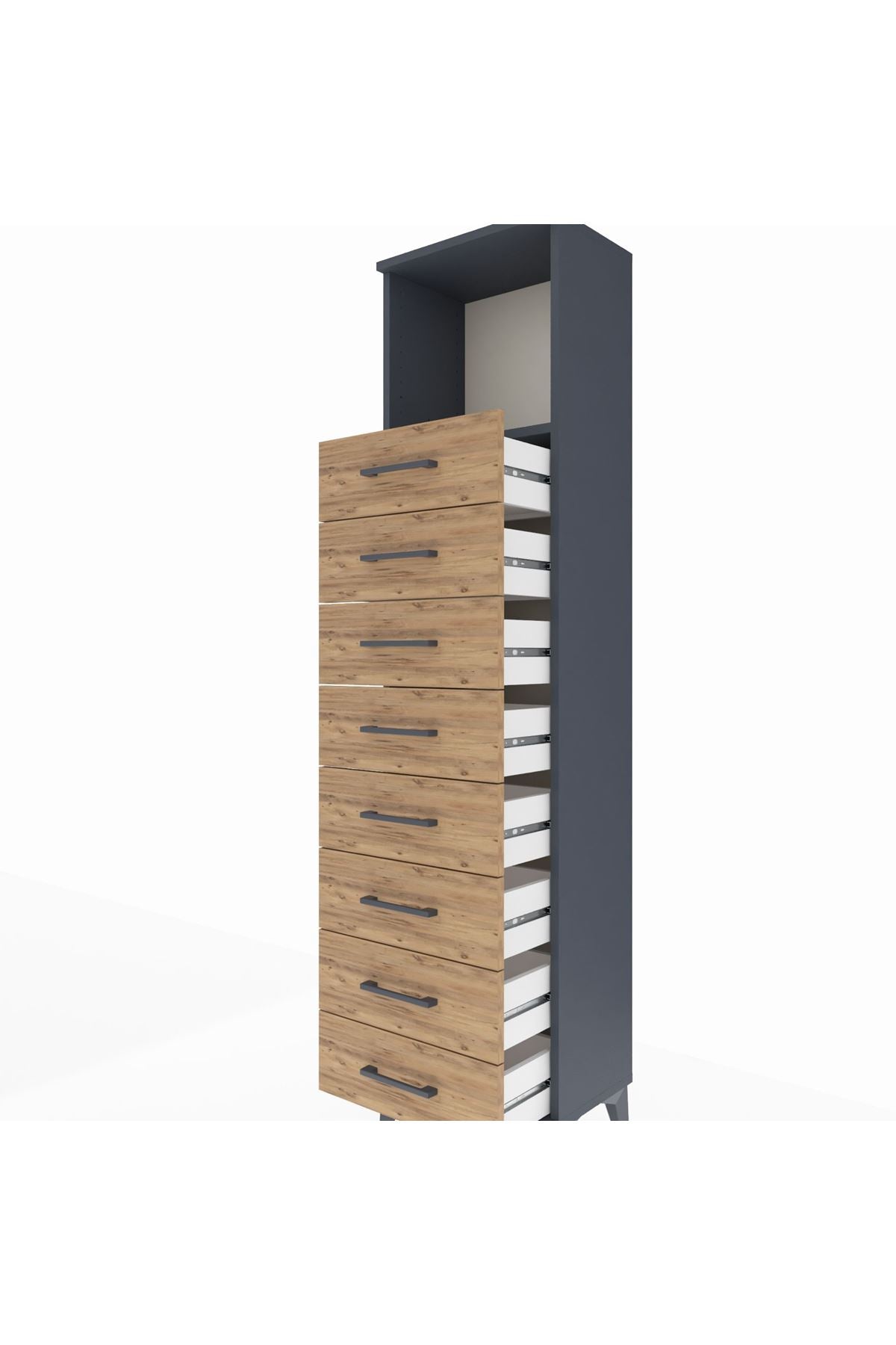 Arges Dolap Tek Raflı 8 Çekmeceli 44x30x182 - S22M032V6A