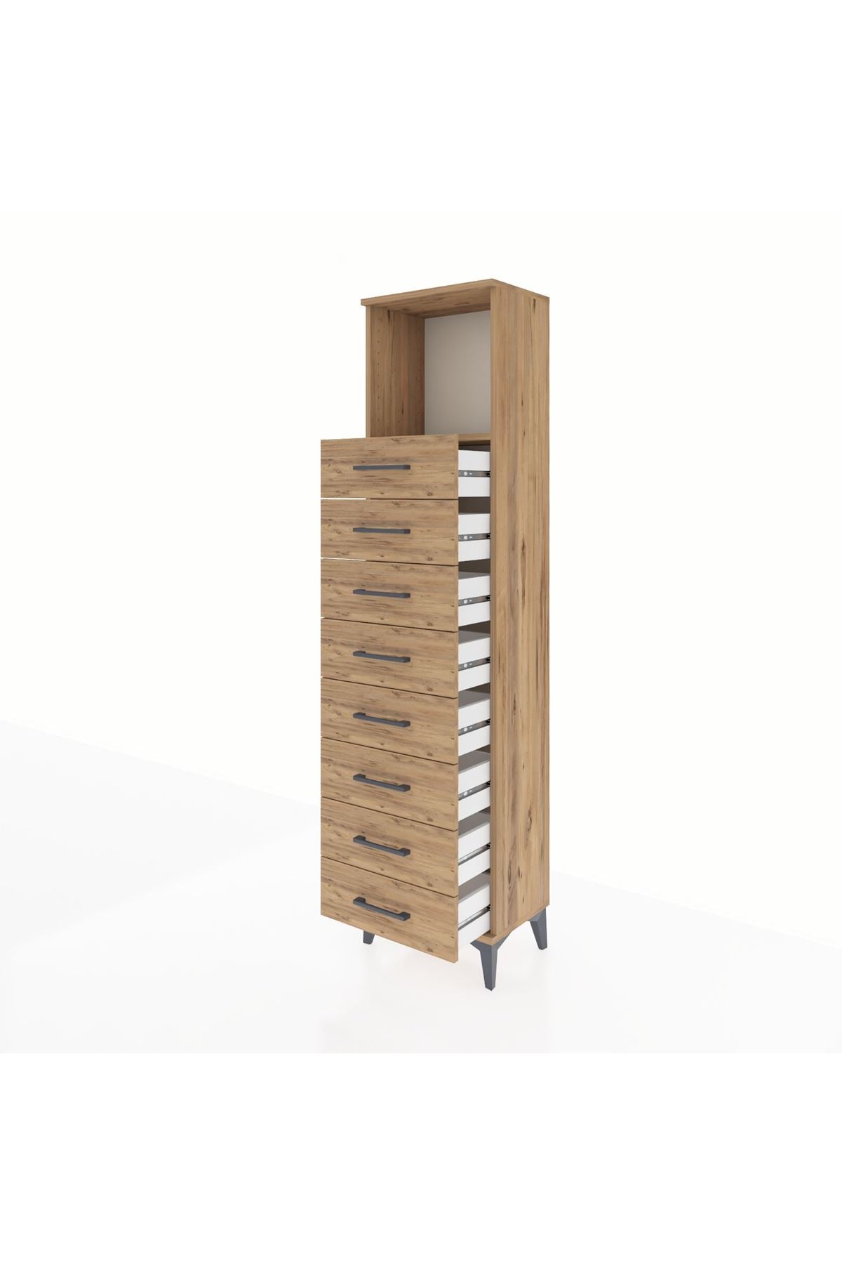 Arges Dolap Tek Raflı 8 Çekmeceli 44x30x182 - S22M032V9A