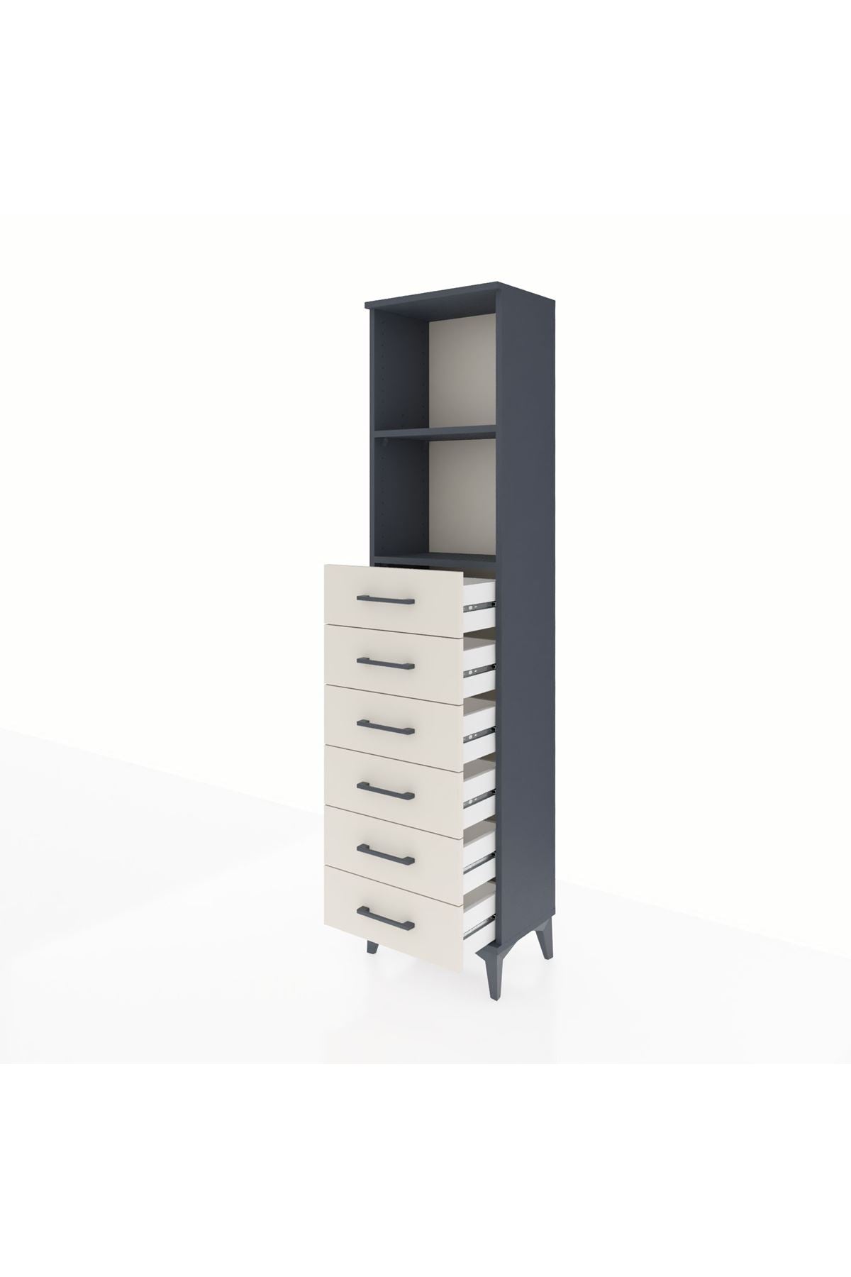 Arges Dolap 2 Raflı 6 Çekmeceli 44x30x182 - S22M034V4A