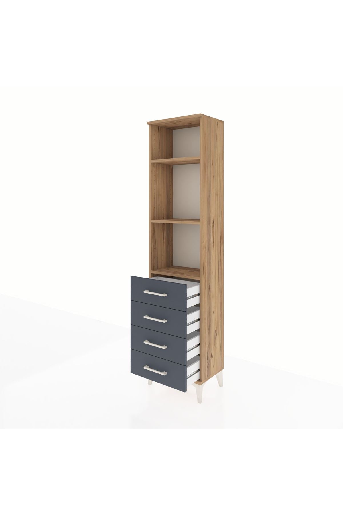 Arges Dolap 3 Raflı 4 Çekmeceli 44x30x182 - S22M036V8A
