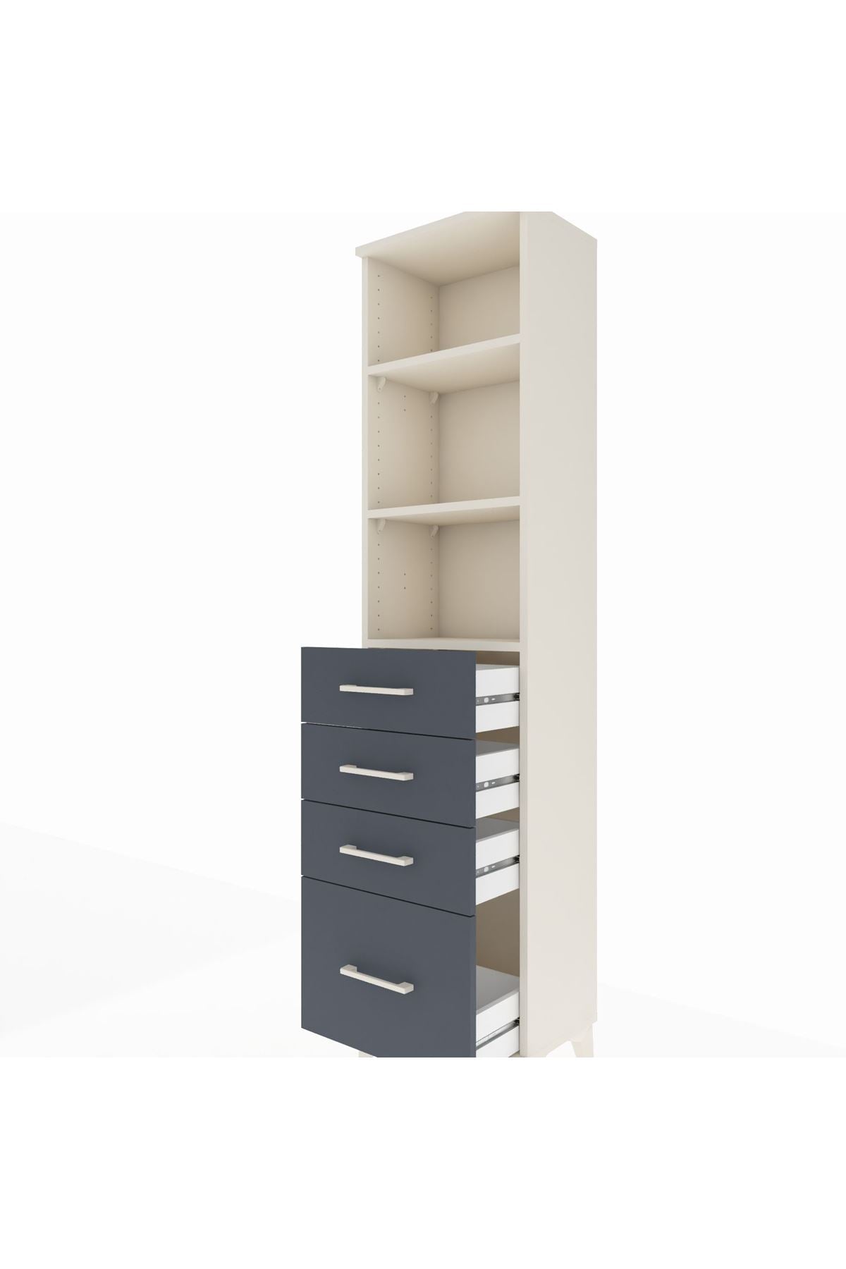 Arges Dolap 3 Raflı 4 Çekmeceli 44x30x182 - S22M041V2A