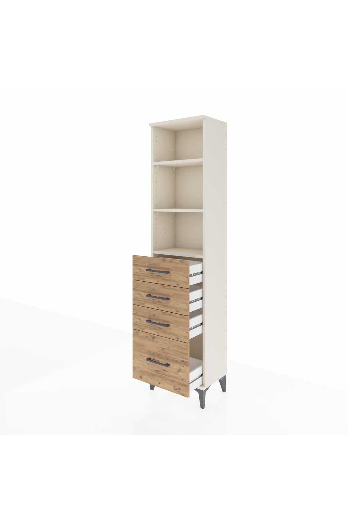 Arges Dolap 3 Raflı 4 Çekmeceli 44x30x182 - S22M041V3A