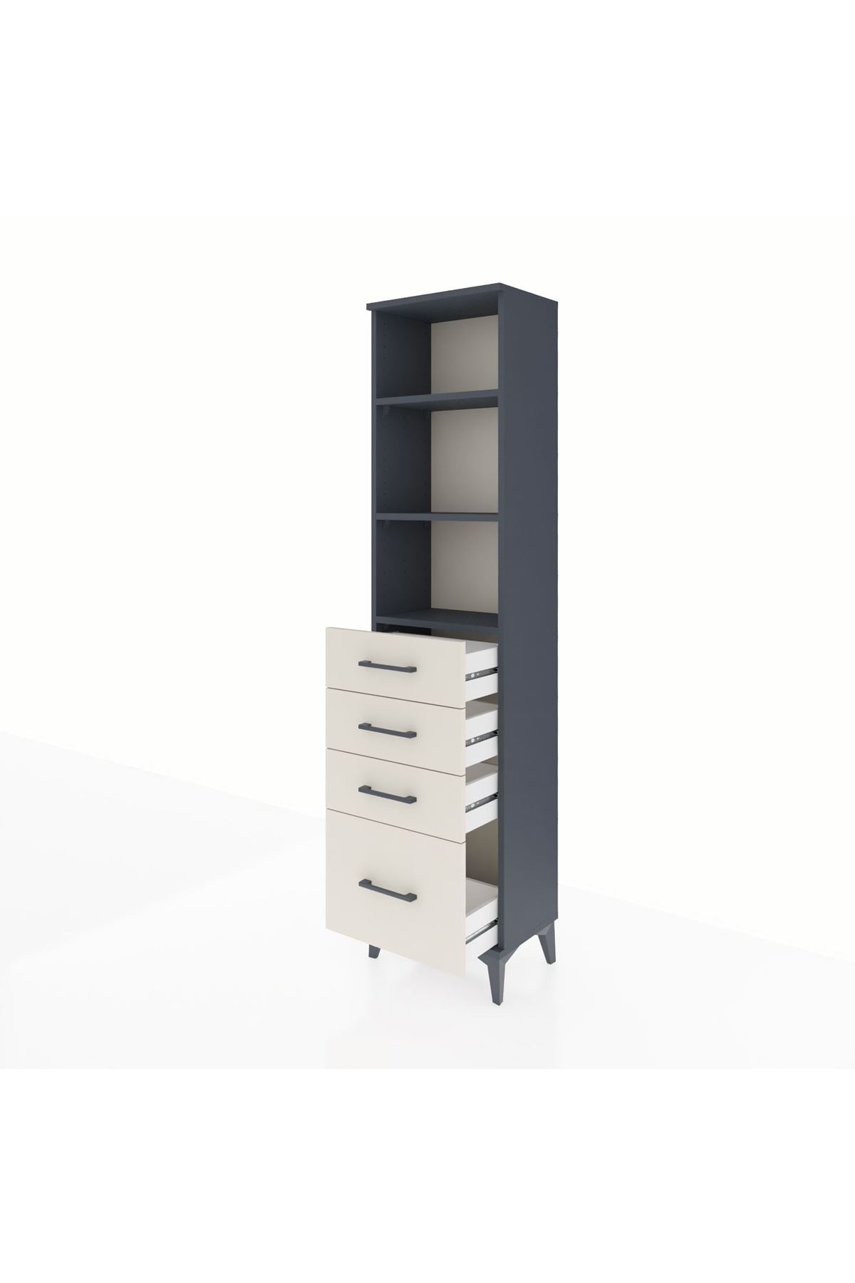 Arges Dolap 3 Raflı 4 Çekmeceli 44x30x182 - S22M041V4A