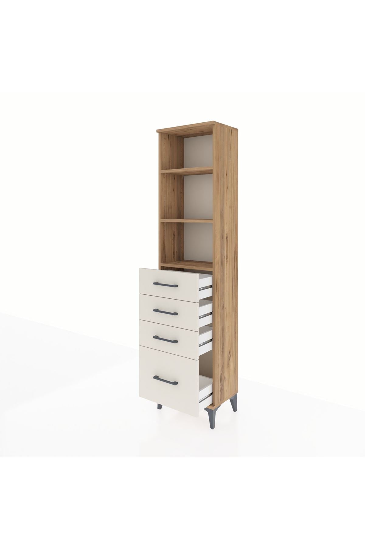 Arges Dolap 3 Raflı 4 Çekmeceli 44x30x182 - S22M041V7A