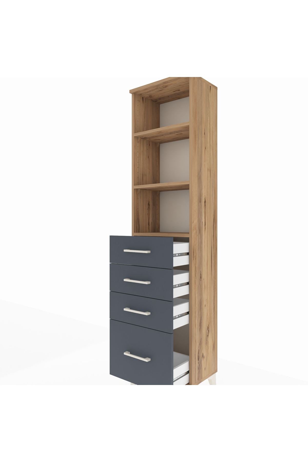 Arges Dolap 3 Raflı 4 Çekmeceli 44x30x182 - S22M041V8A