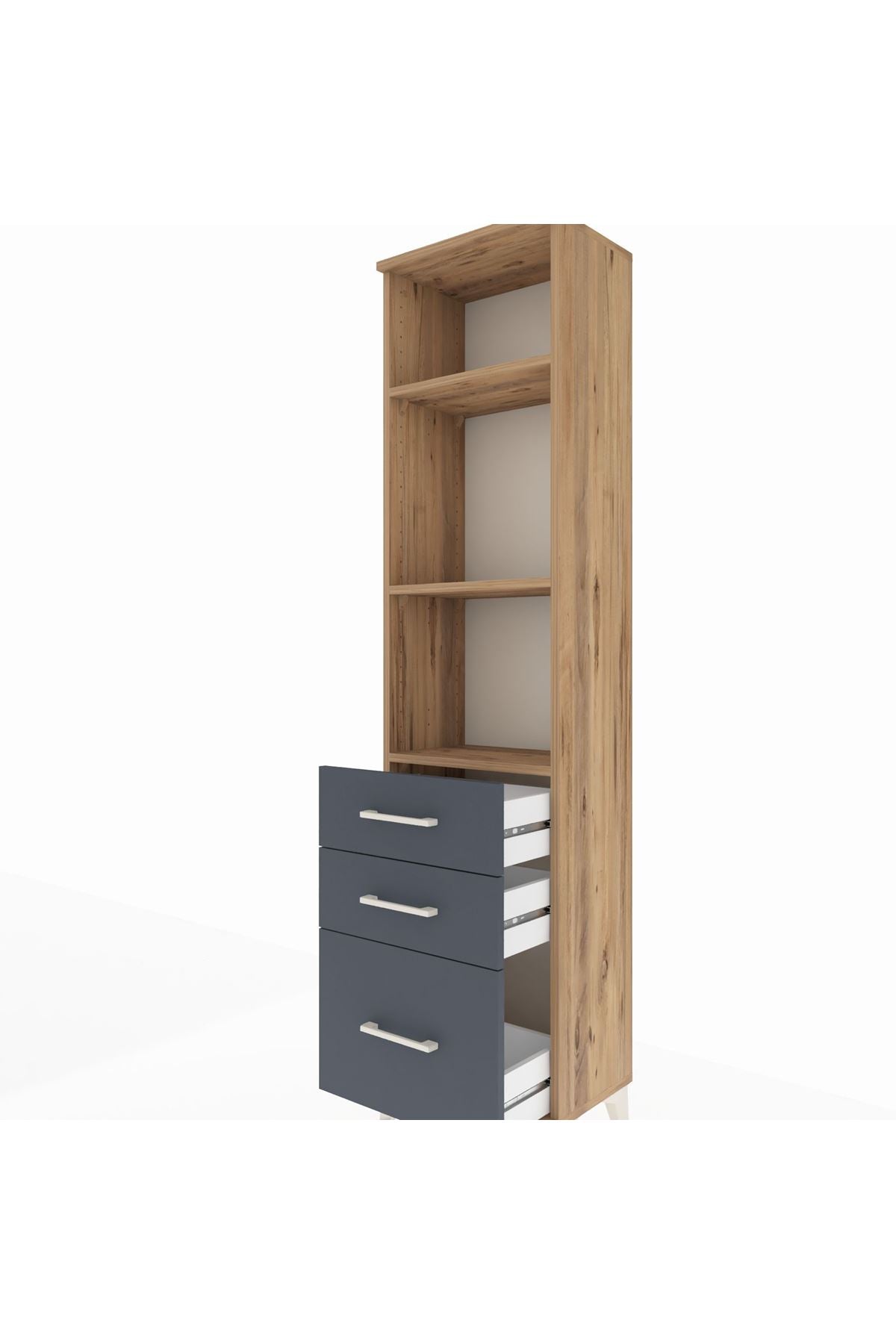 Arges Dolap 3 Raflı 3 Çekmeceli 44x30x182 - S22M042V8A