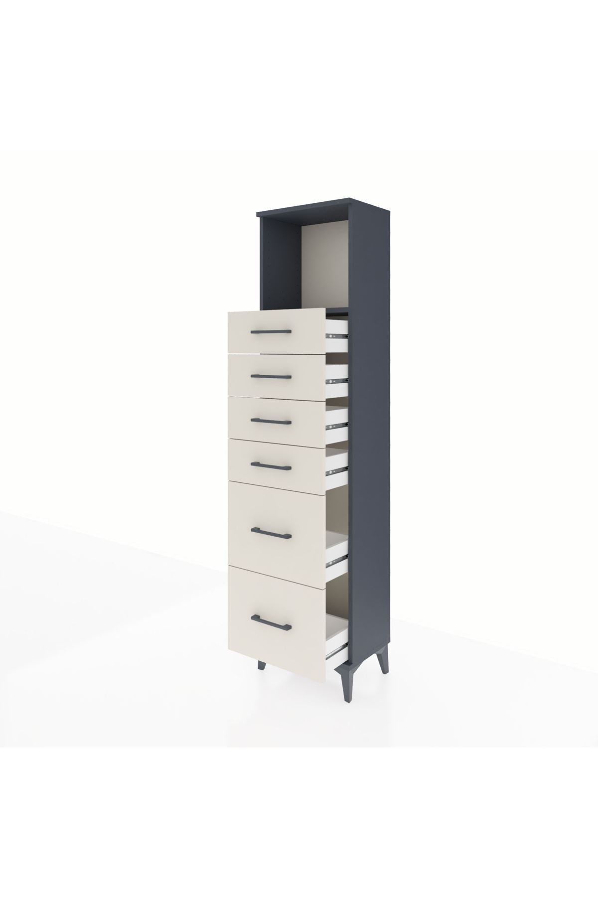 Arges Dolap Tek Raflı 6 Çekmeceli 44x30x182 - S22M045V4A