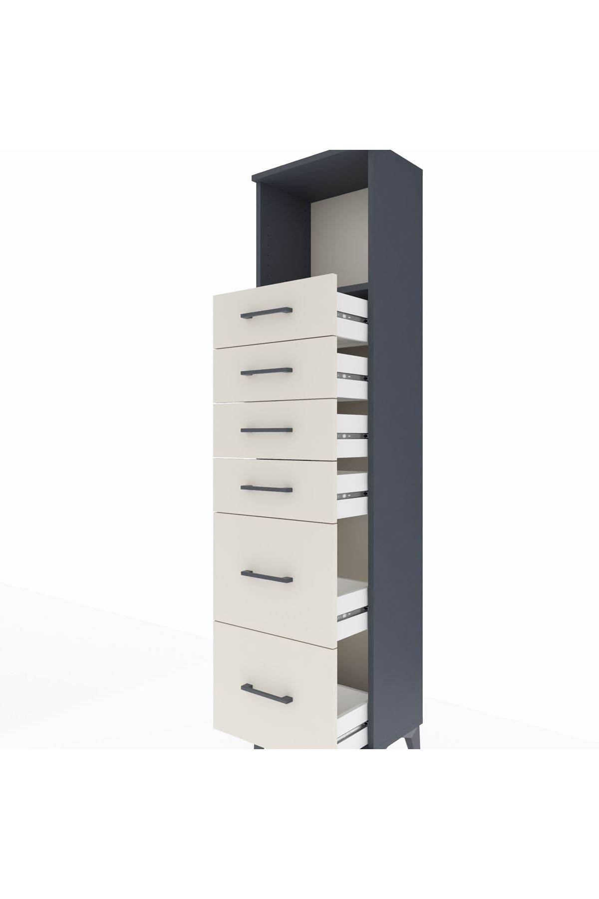 Arges Dolap Tek Raflı 6 Çekmeceli 44x30x182 - S22M045V4A