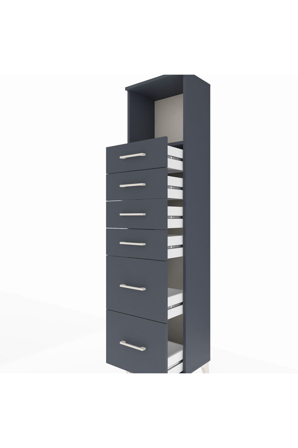 Arges Dolap Tek Raflı 6 Çekmeceli 44x30x182 - S22M045V5A