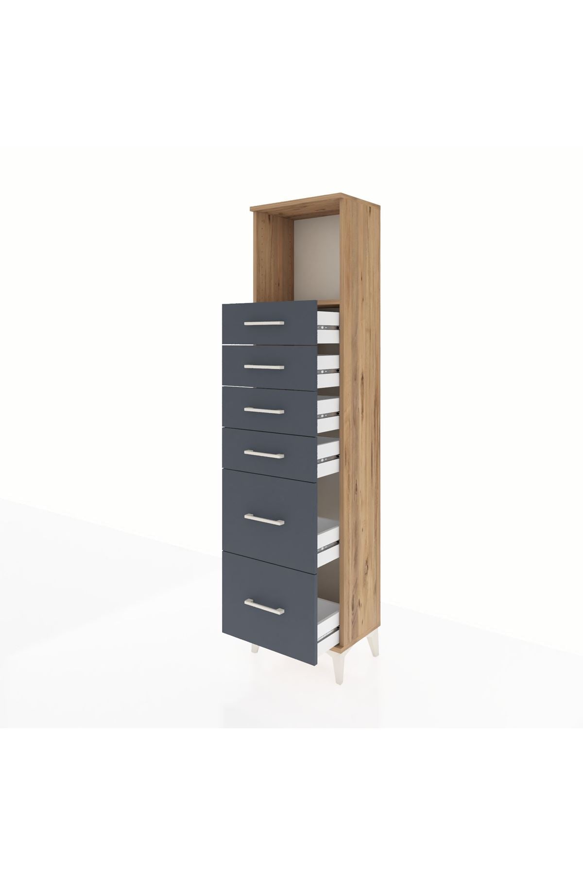 Arges Dolap Tek Raflı 6 Çekmeceli 44x30x182 - S22M045V8A