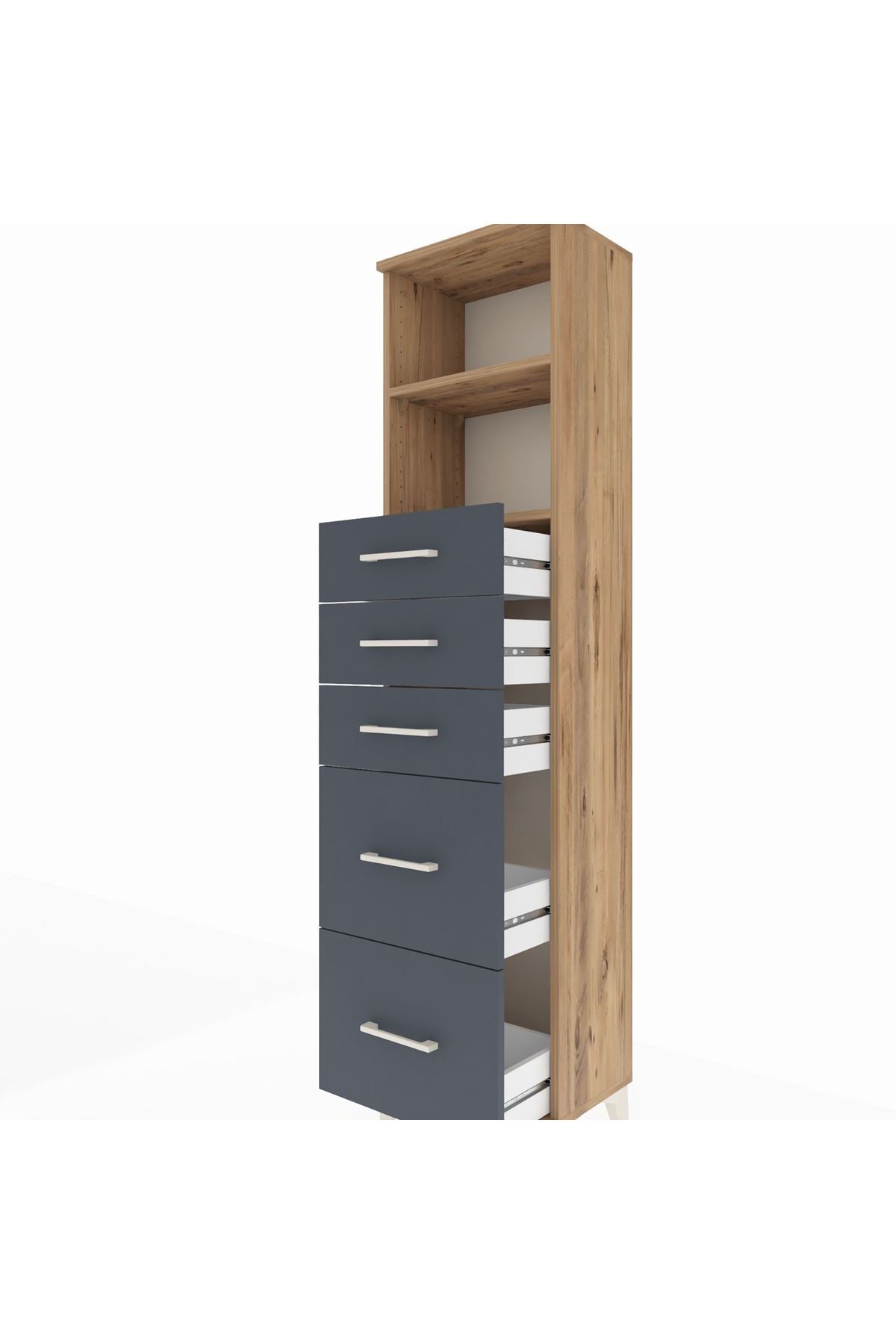 Arges Dolap 2 Raflı 5 Çekmeceli 44x30x182 - S22M046V8A