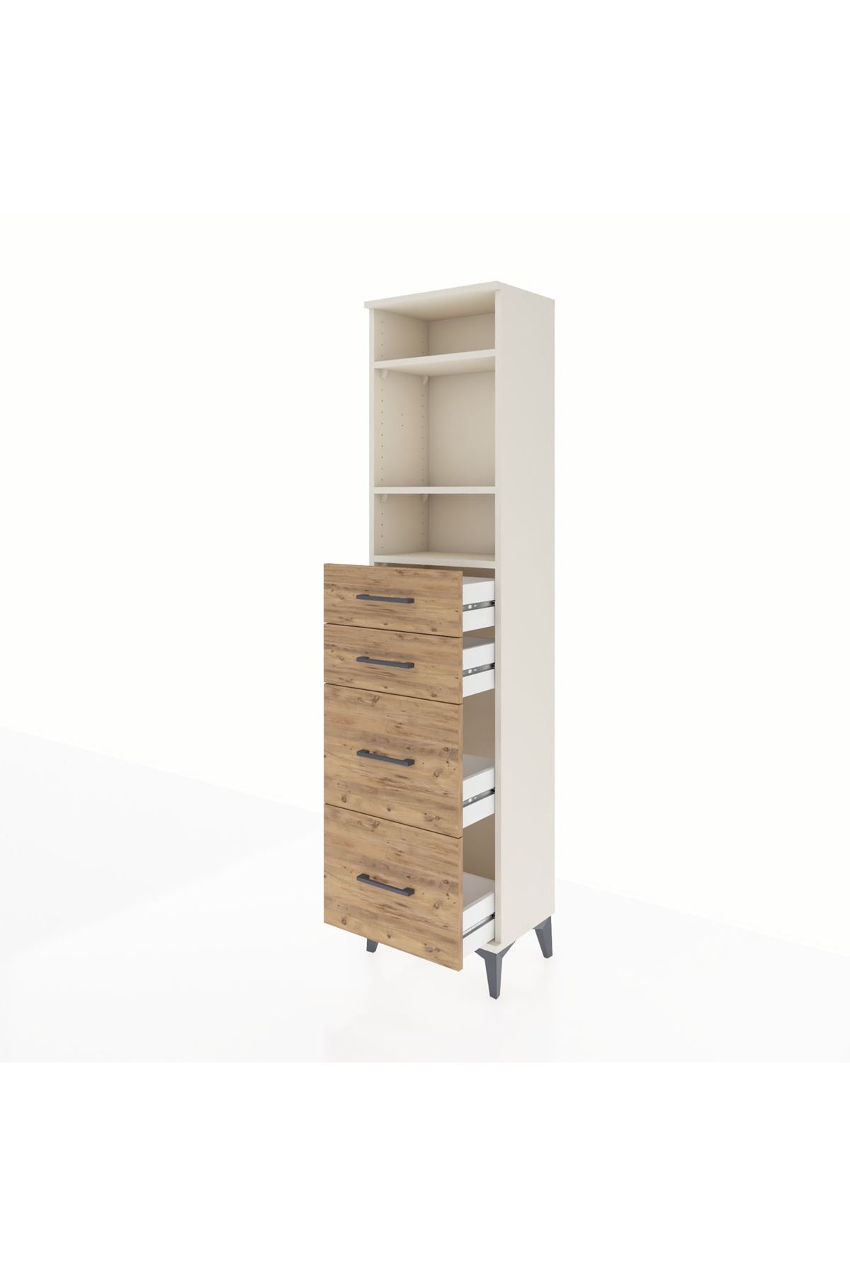 Arges Dolap 3 Raflı 4 Çekmeceli 44x30x182 - S22M047V3A