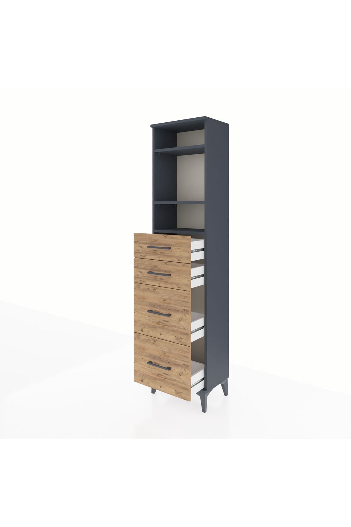 Arges Dolap 3 Raflı 4 Çekmeceli 44x30x182 - S22M047V6A