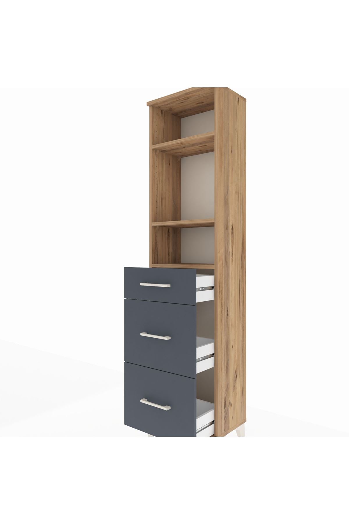 Arges Dolap 3 Raflı 3 Çekmeceli 44x30x182 - S22M048V8A