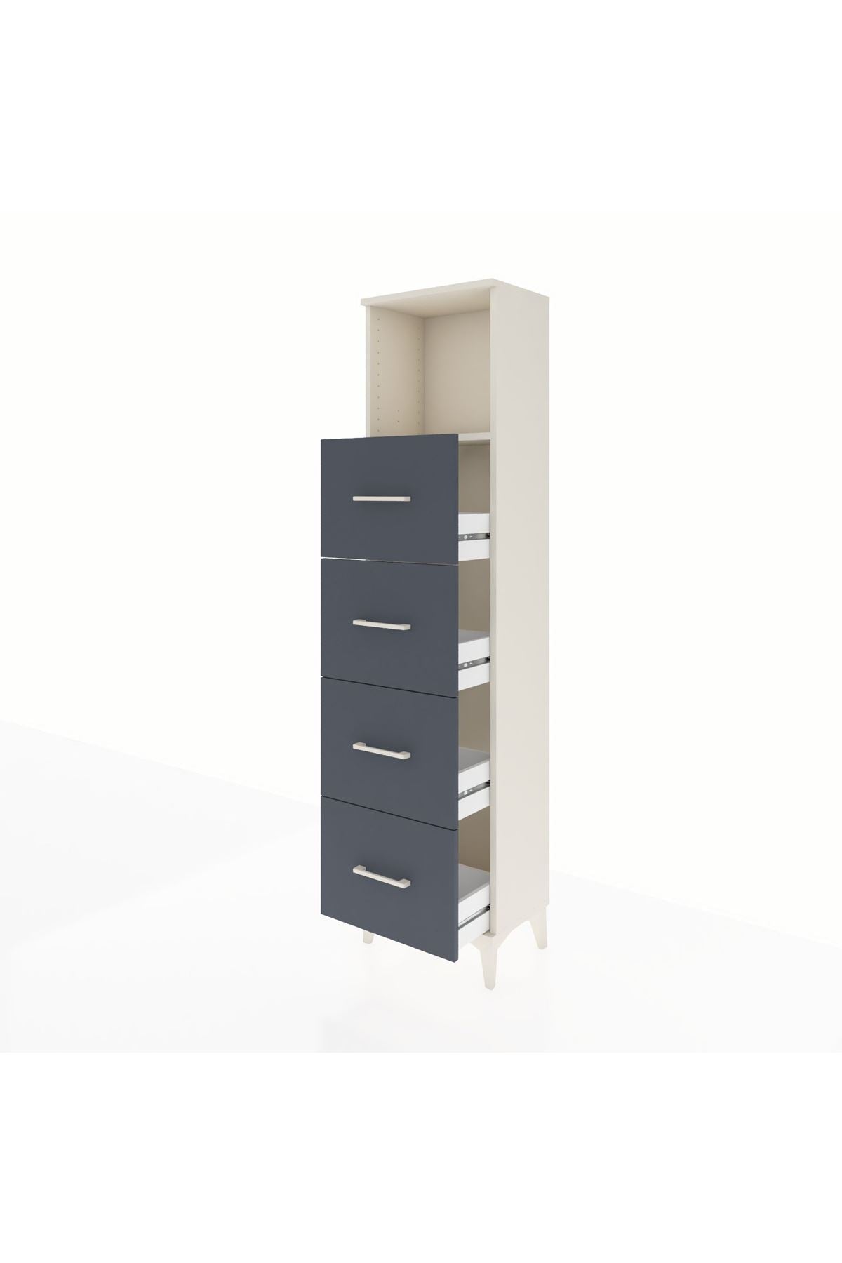 Arges Dolap Tek Raflı 4 Çekmeceli 44x30x182 - S22M053V2A