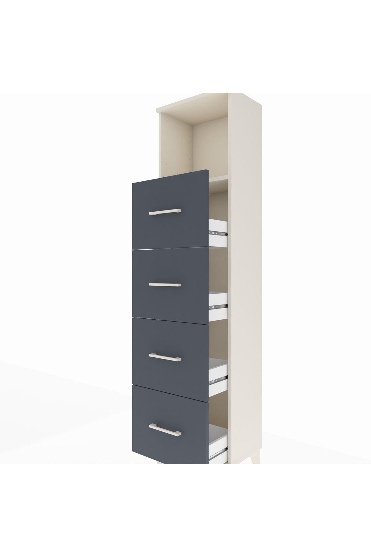 Arges Dolap Tek Raflı 4 Çekmeceli 44x30x182 - S22M053V2A