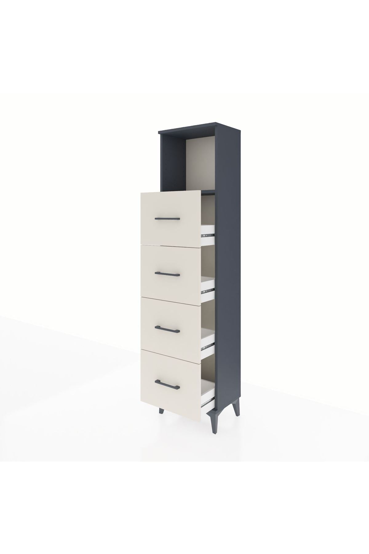 Arges Dolap Tek Raflı 4 Çekmeceli 44x30x182 - S22M053V4A