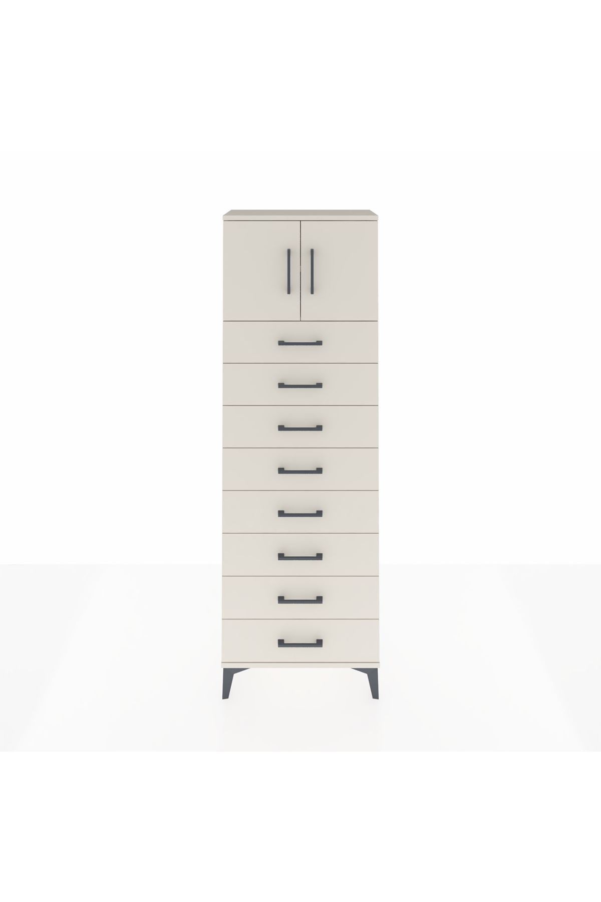Arges Dolap 2 Raflı 8 Çekmeceli 2 Kapaklı 60x30x182 - S23M001V1A