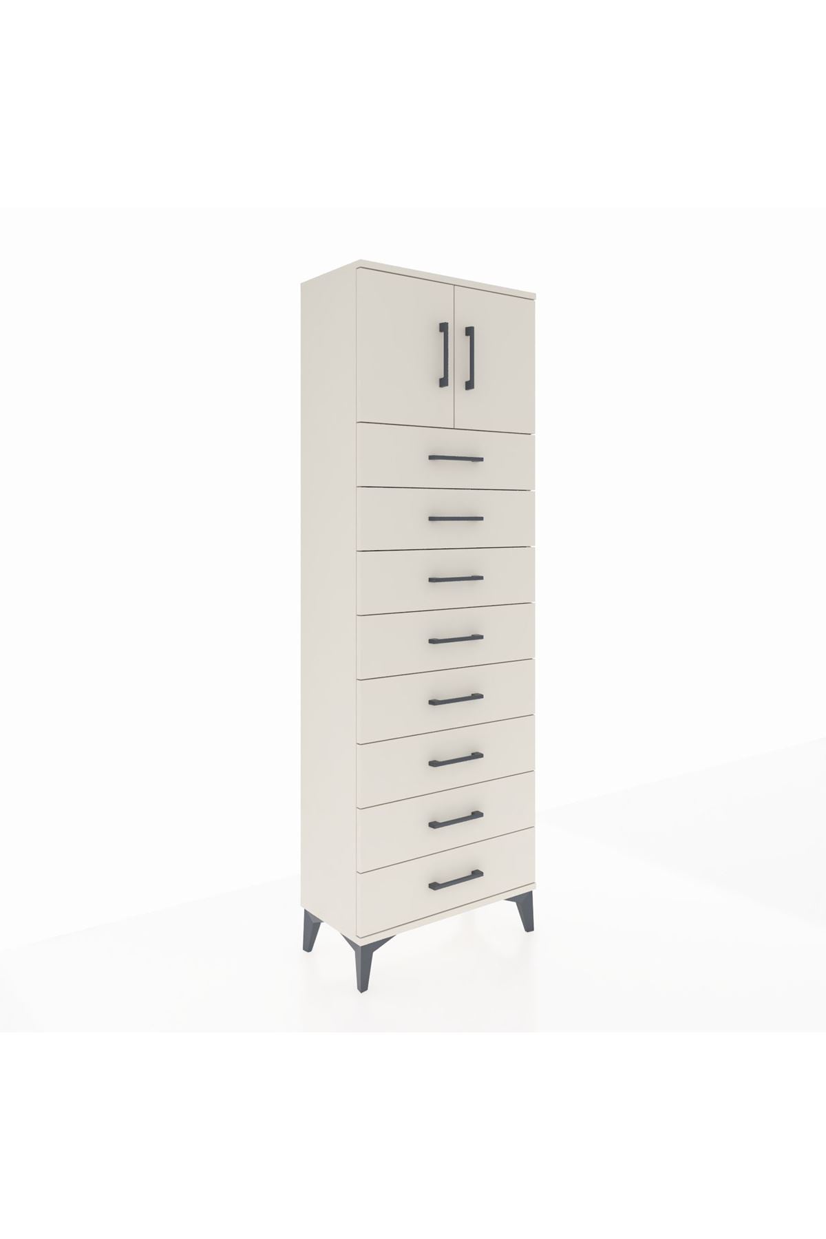Arges Dolap 2 Raflı 8 Çekmeceli 2 Kapaklı 60x30x182 - S23M001V1A