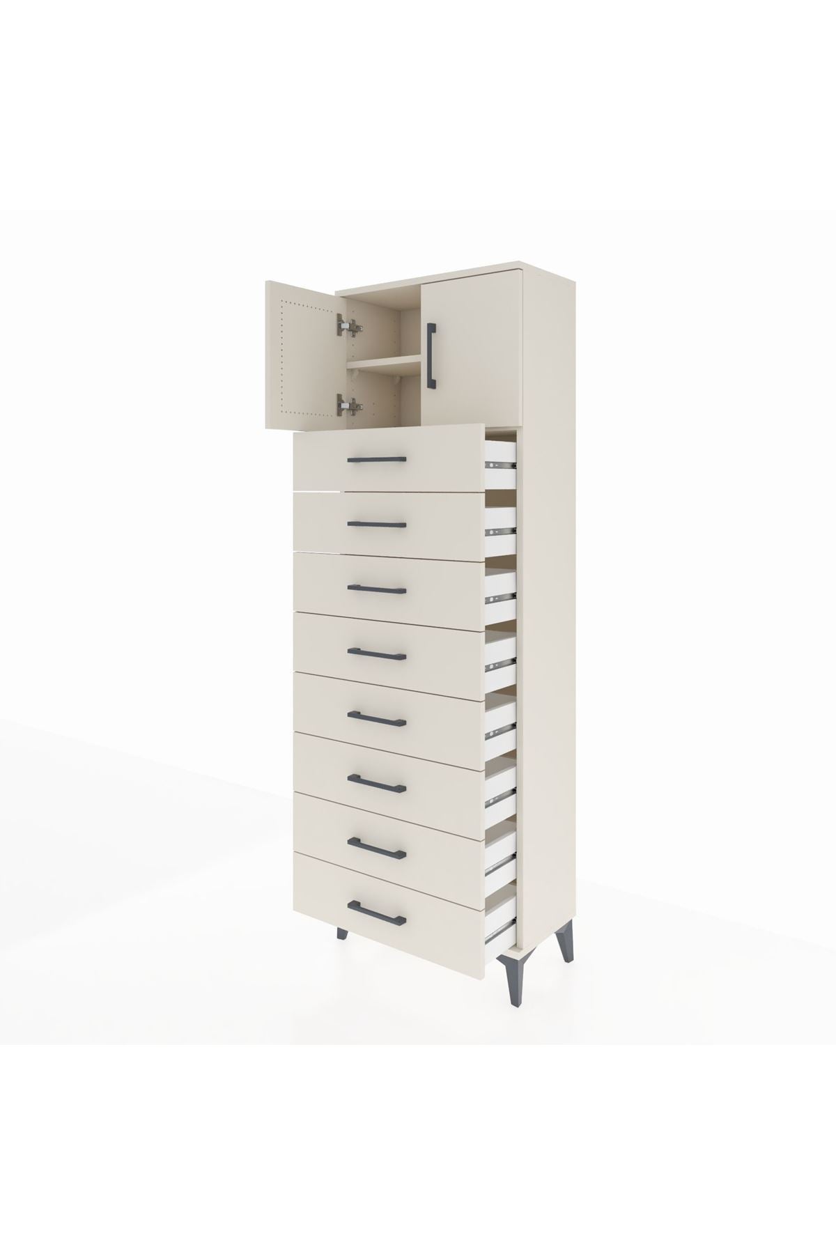 Arges Dolap 2 Raflı 8 Çekmeceli 2 Kapaklı 60x30x182 - S23M001V1A