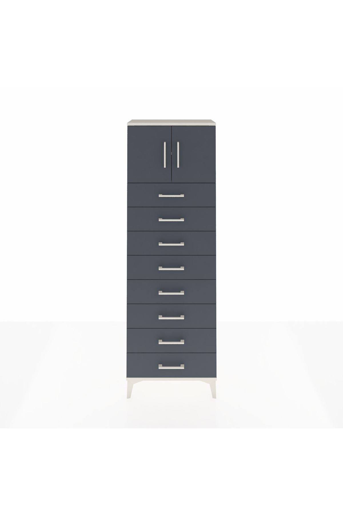 Arges Dolap 2 Raflı 8 Çekmeceli 2 Kapaklı 60x30x182 - S23M001V2A