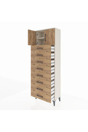 Arges Dolap 2 Raflı 8 Çekmeceli 2 Kapaklı 60x30x182 - S23M001V3A