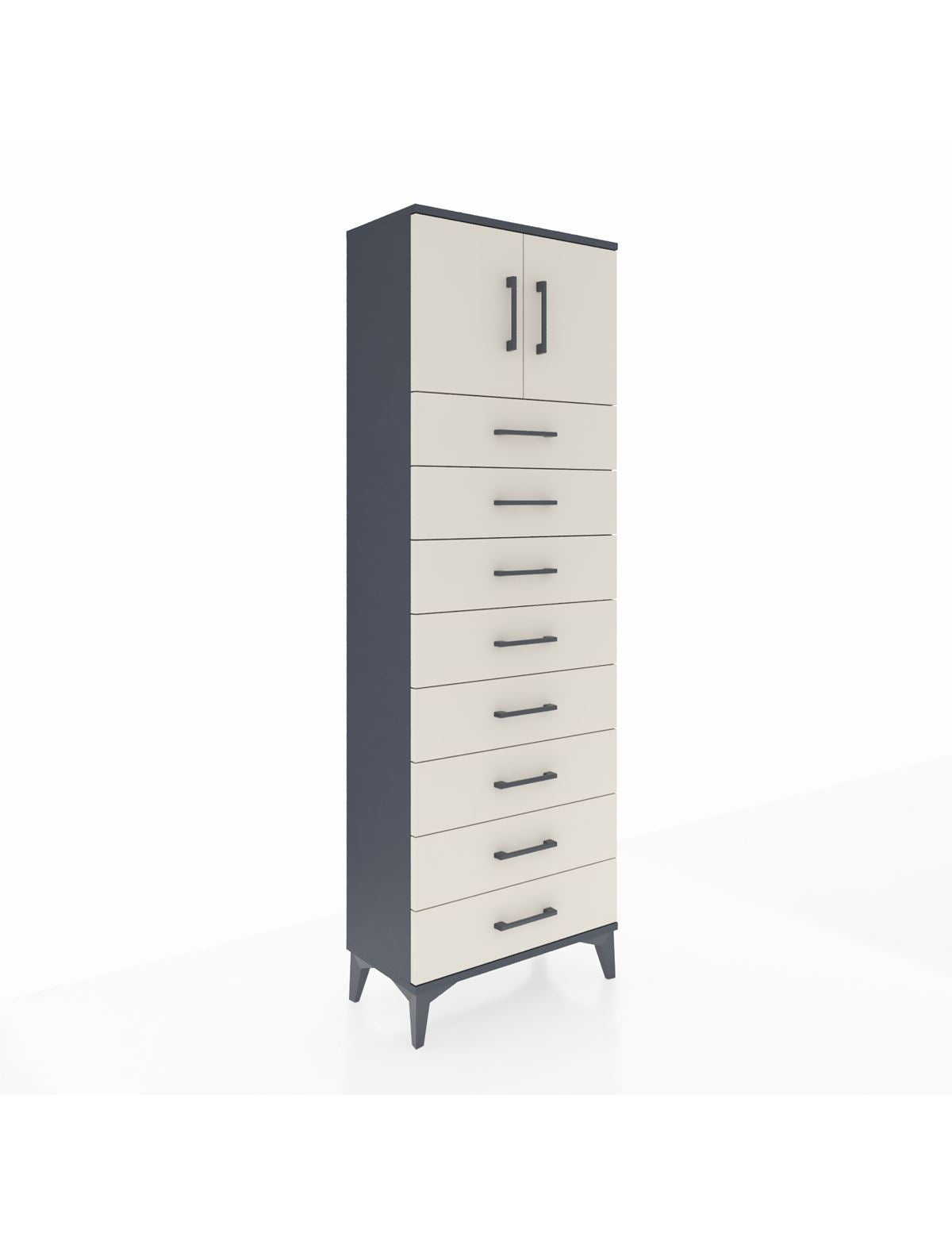 Arges Dolap 2 Raflı 8 Çekmeceli 2 Kapaklı 60x30x182 - S23M001V4A