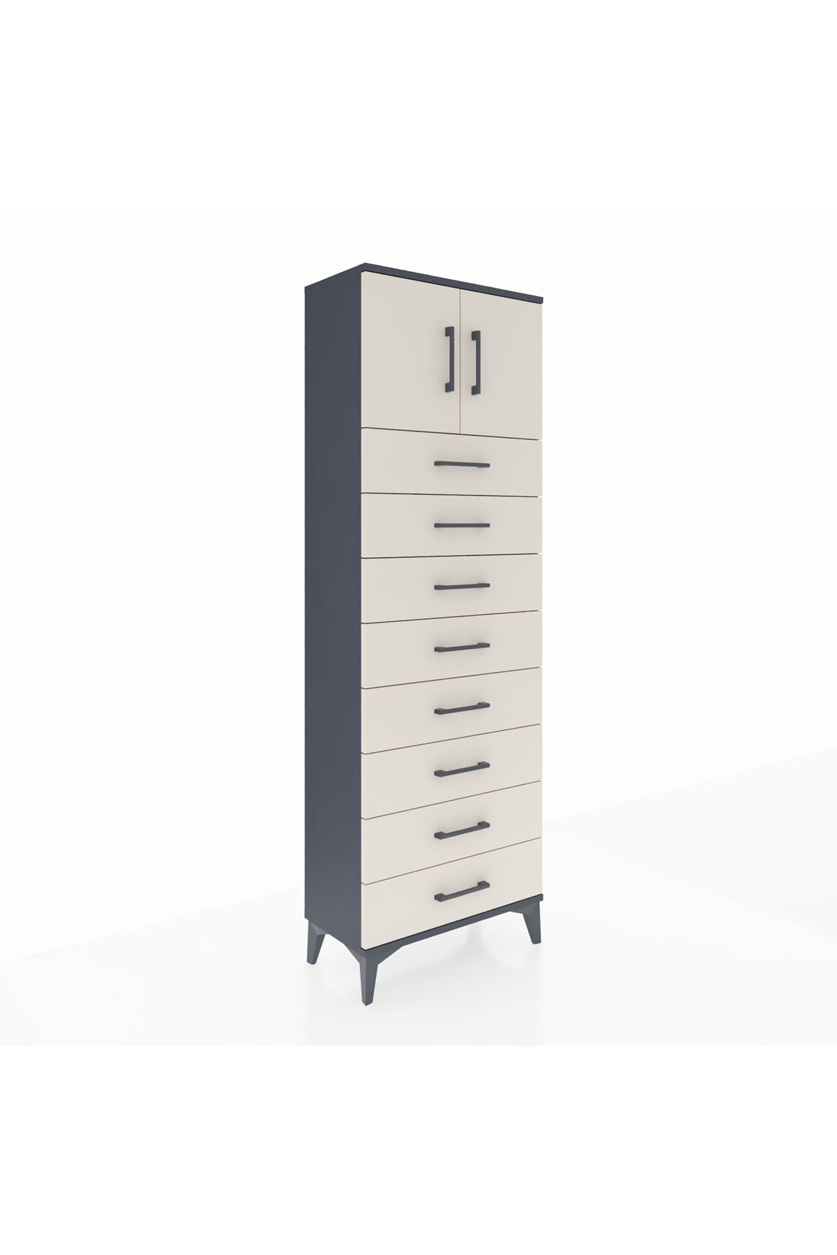 Arges Dolap 2 Raflı 8 Çekmeceli 2 Kapaklı 60x30x182 - S23M001V4A