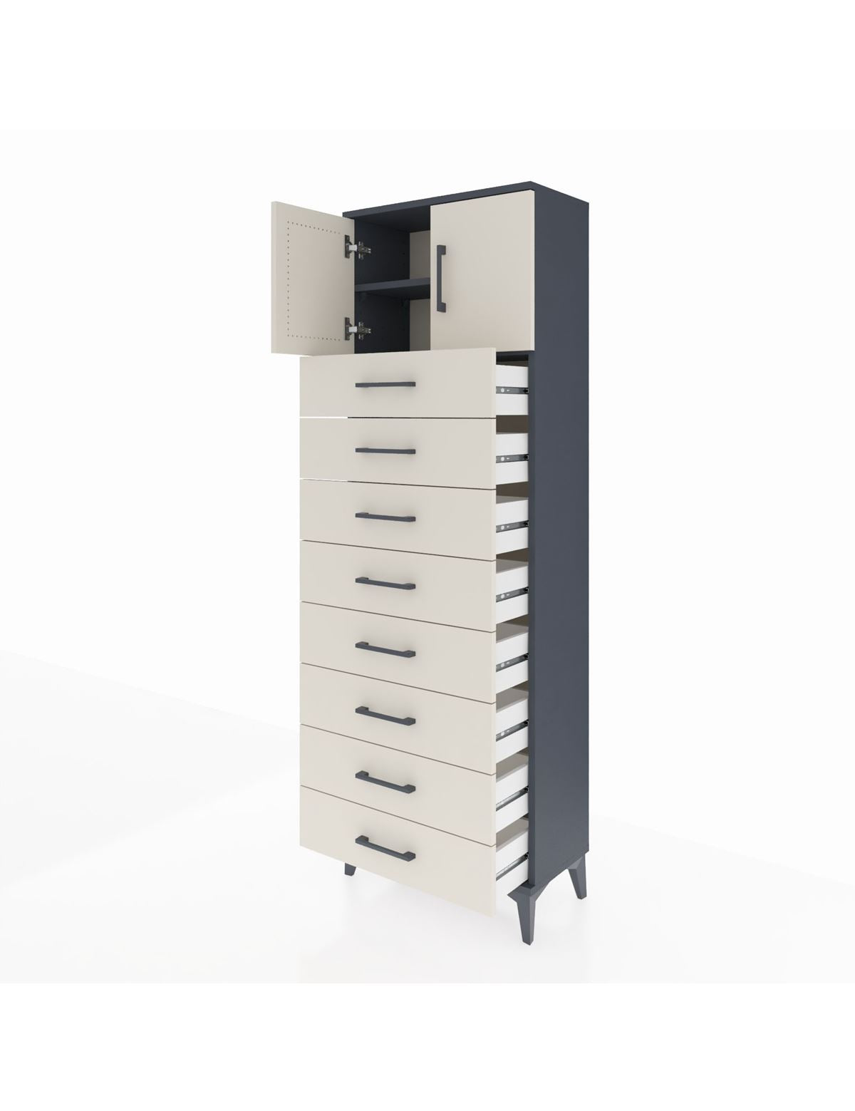 Arges Dolap 2 Raflı 8 Çekmeceli 2 Kapaklı 60x30x182 - S23M001V4A