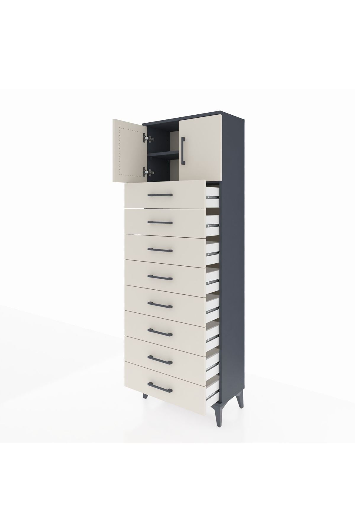 Arges Dolap 2 Raflı 8 Çekmeceli 2 Kapaklı 60x30x182 - S23M001V4A