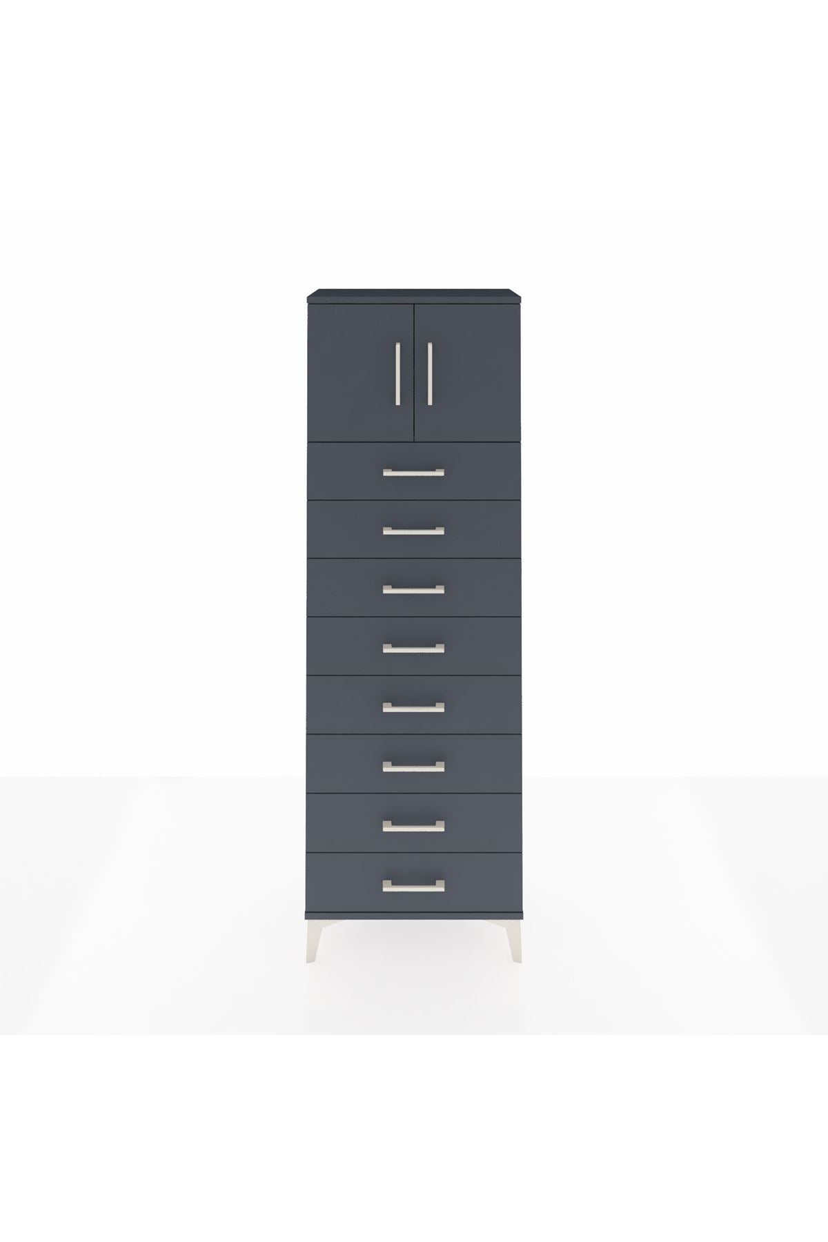 Arges Dolap 2 Raflı 8 Çekmeceli 2 Kapaklı 60x30x182 - S23M001V5A