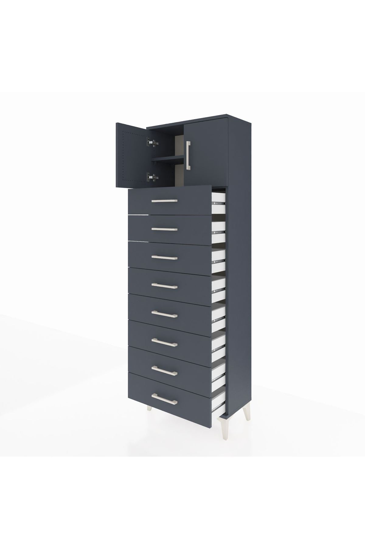 Arges Dolap 2 Raflı 8 Çekmeceli 2 Kapaklı 60x30x182 - S23M001V5A