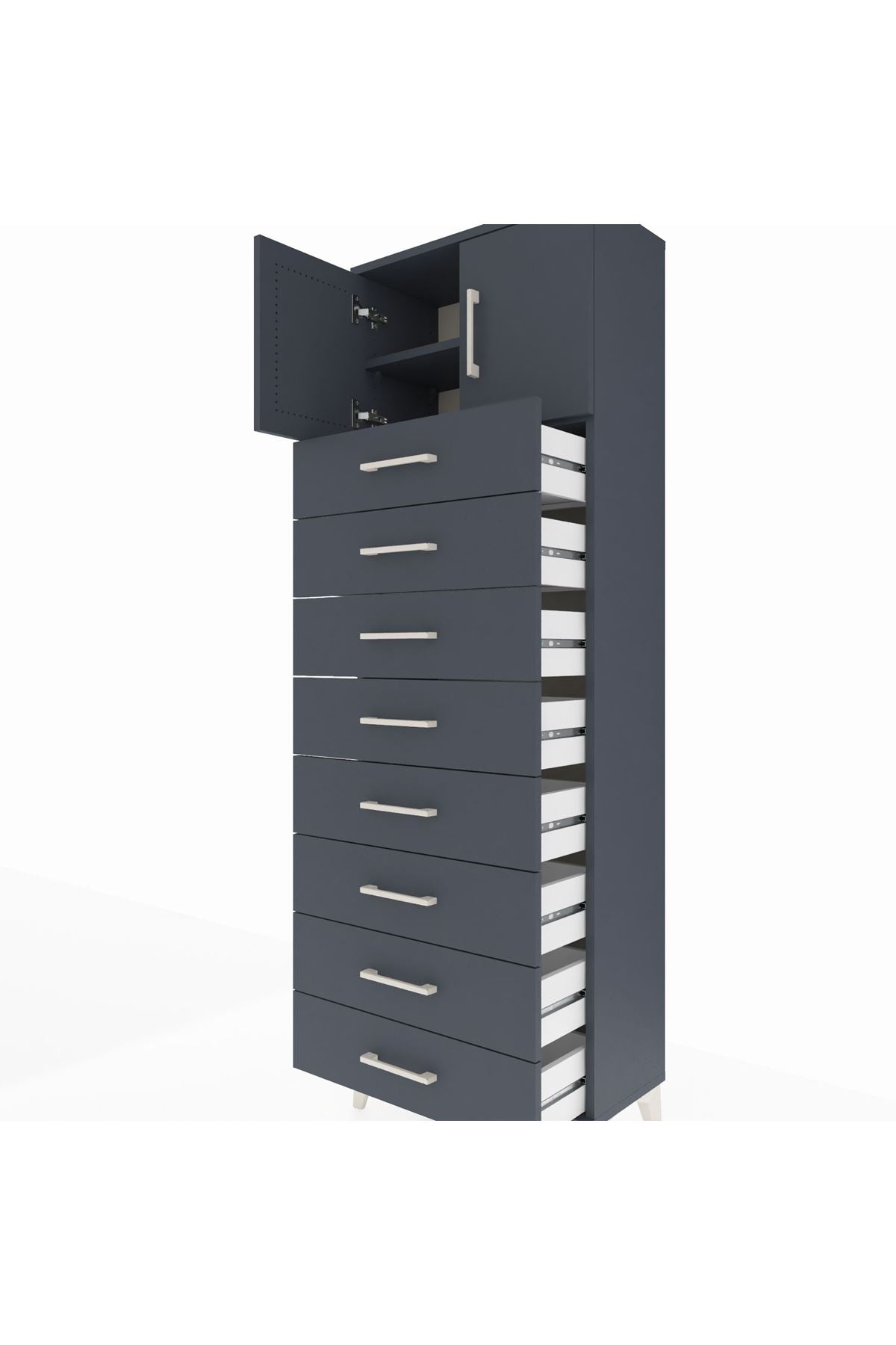Arges Dolap 2 Raflı 8 Çekmeceli 2 Kapaklı 60x30x182 - S23M001V5A