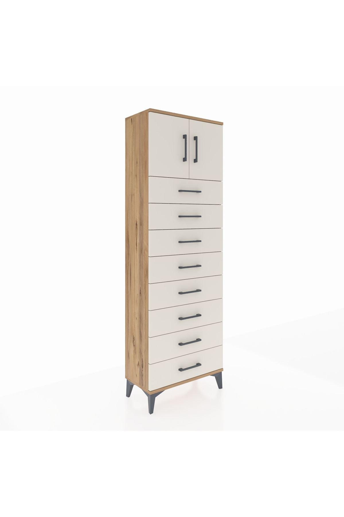 Arges Dolap 2 Raflı 8 Çekmeceli 2 Kapaklı 60x30x182 - S23M001V7A
