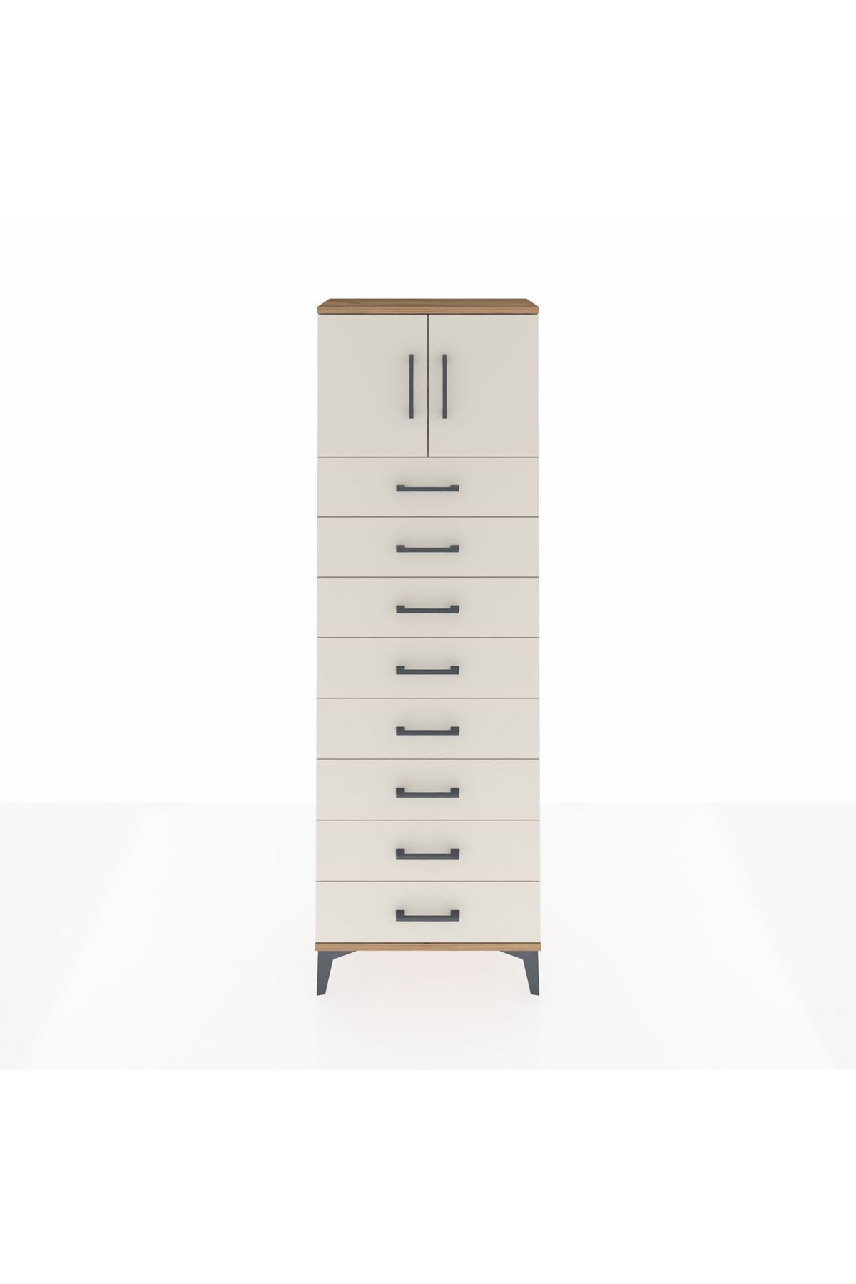 Arges Dolap 2 Raflı 8 Çekmeceli 2 Kapaklı 60x30x182 - S23M001V7A