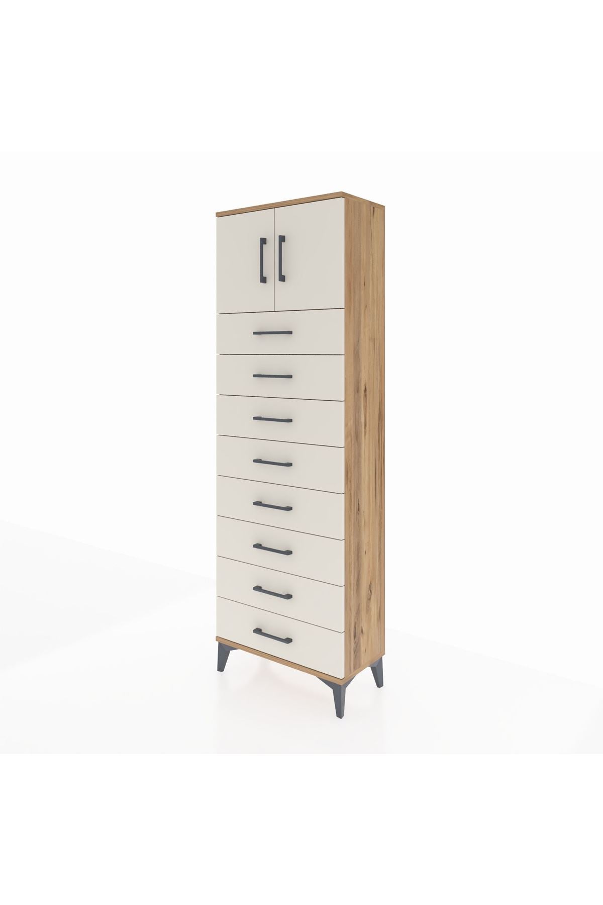 Arges Dolap 2 Raflı 8 Çekmeceli 2 Kapaklı 60x30x182 - S23M001V7A