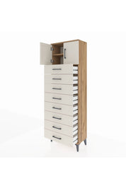 Arges Dolap 2 Raflı 8 Çekmeceli 2 Kapaklı 60x30x182 - S23M001V7A