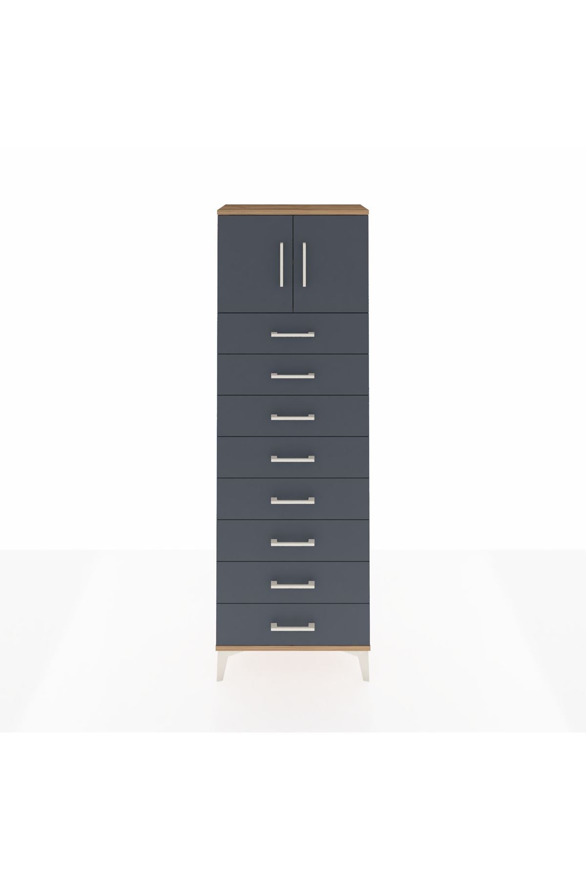 Arges Dolap 2 Raflı 8 Çekmeceli 2 Kapaklı 60x30x182 - S23M001V8A