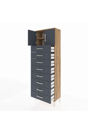 Arges Dolap 2 Raflı 8 Çekmeceli 2 Kapaklı 60x30x182 - S23M001V8A