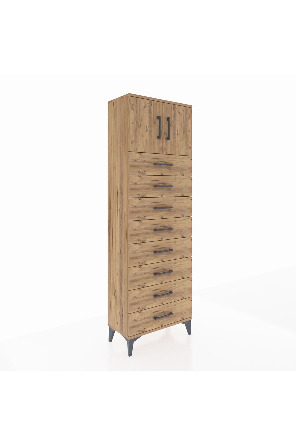 Arges Dolap 2 Raflı 8 Çekmeceli 2 Kapaklı 60x30x182 - S23M001V9A