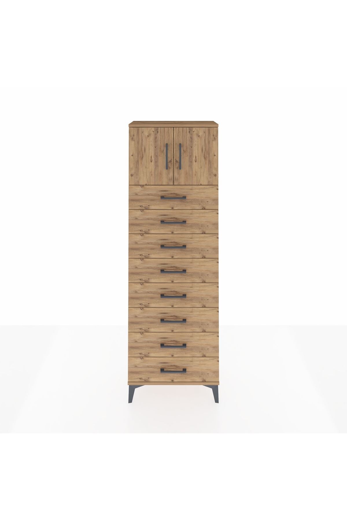 Arges Dolap 2 Raflı 8 Çekmeceli 2 Kapaklı 60x30x182 - S23M001V9A