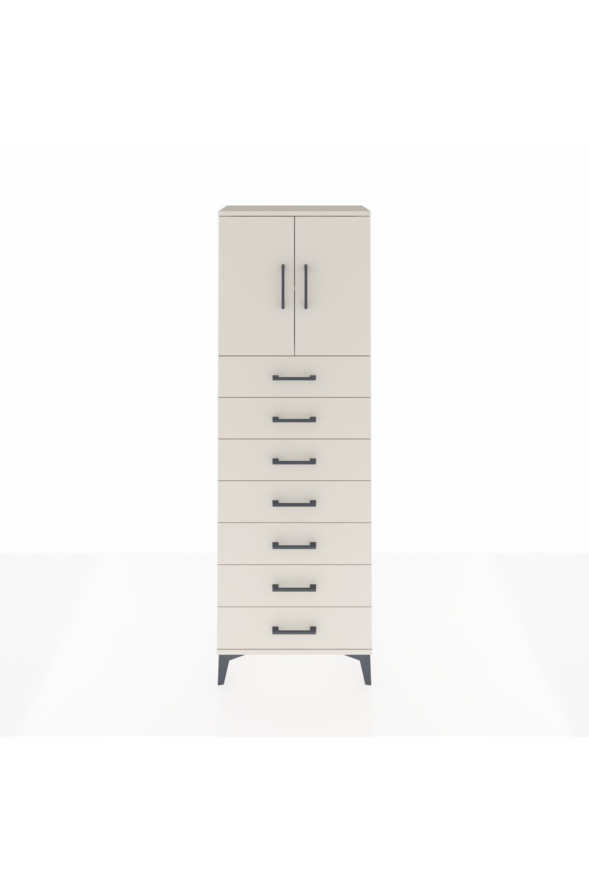 Arges Dolap 2 Raflı 7 Çekmeceli 2 Kapaklı 60x30x182 - S23M002V1A