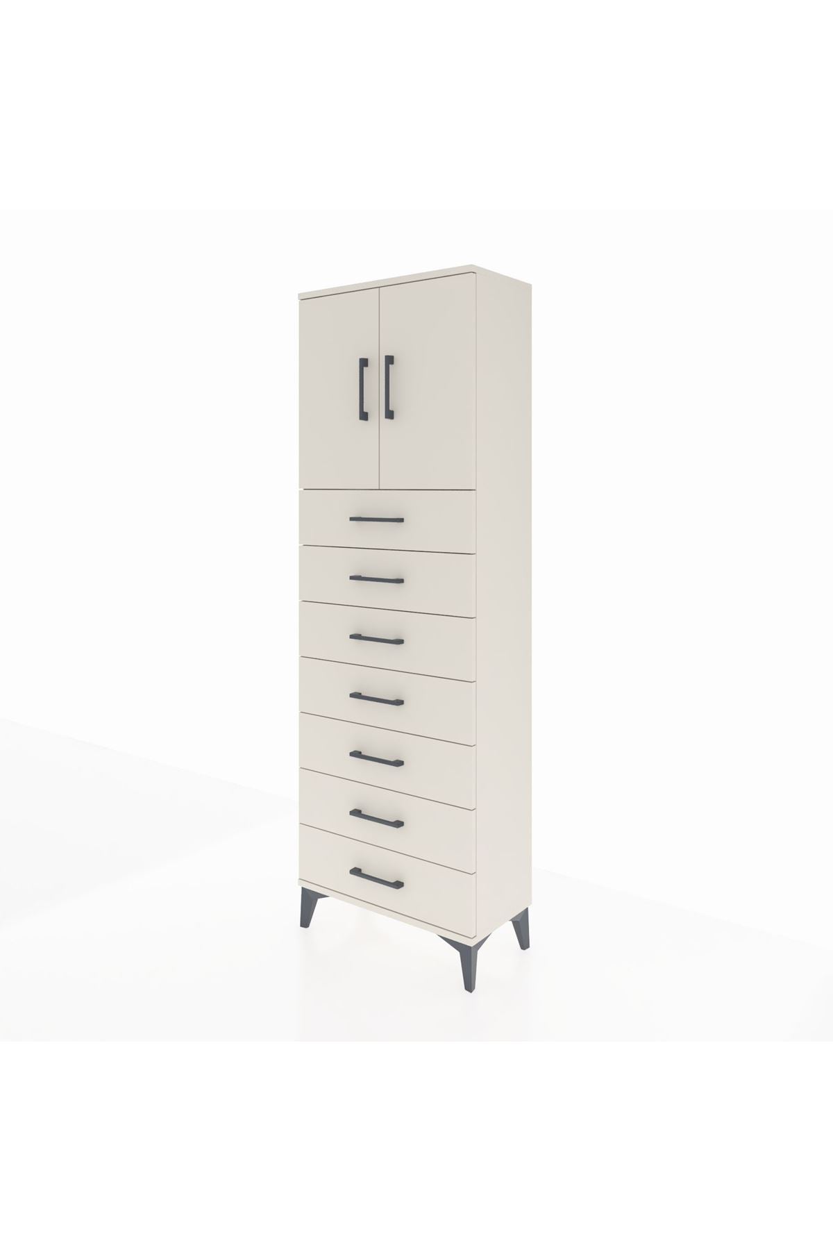 Arges Dolap 2 Raflı 7 Çekmeceli 2 Kapaklı 60x30x182 - S23M002V1A
