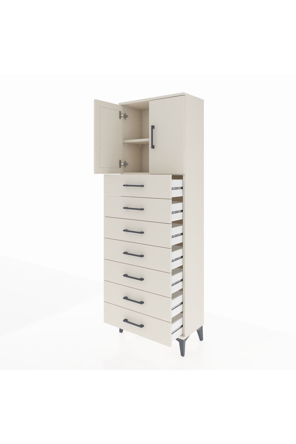 Arges Dolap 2 Raflı 7 Çekmeceli 2 Kapaklı 60x30x182 - S23M002V1A
