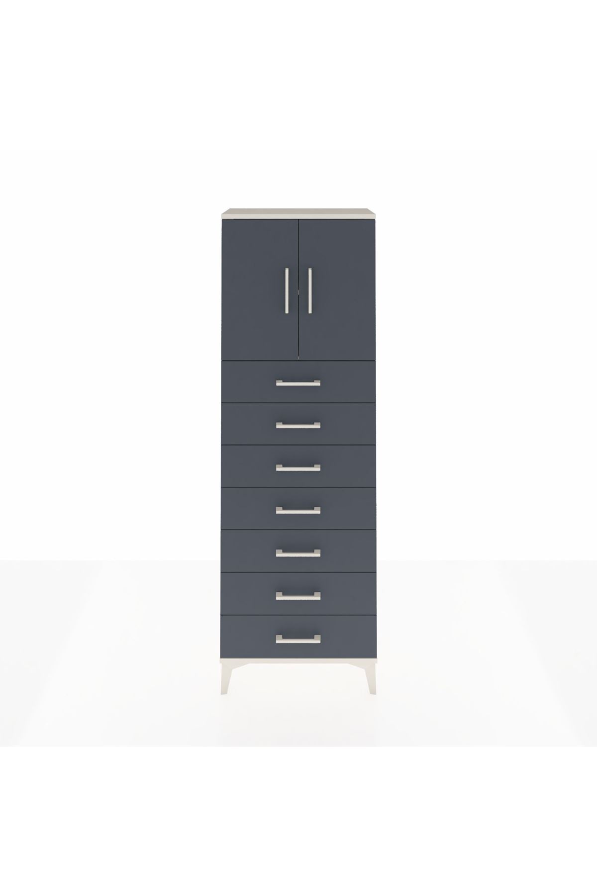 Arges Dolap 2 Raflı 7 Çekmeceli 2 Kapaklı 60x30x182 - S23M002V2A