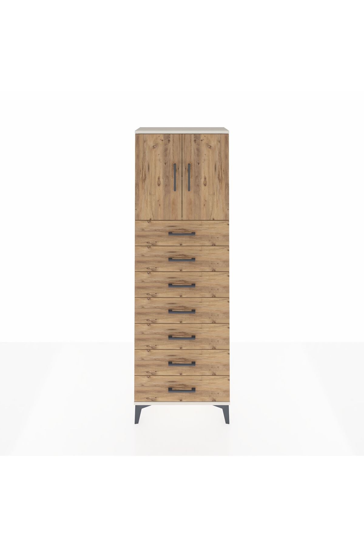 Arges Dolap 2 Raflı 7 Çekmeceli 2 Kapaklı 60x30x182 - S23M002V3A